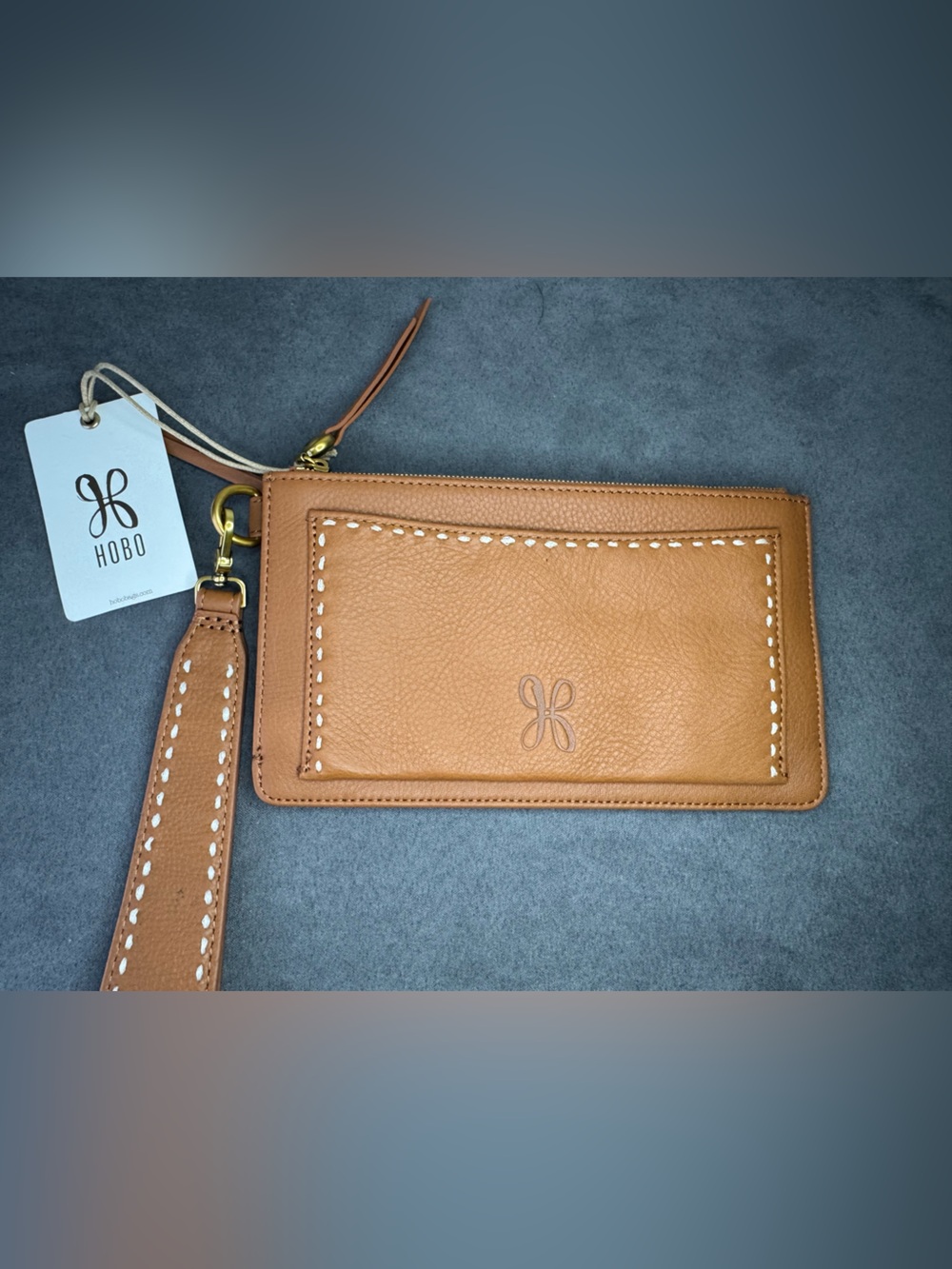 HOBO Hart Wristlet Warm Honey Leather Wallet Clutch Phone Case NWT